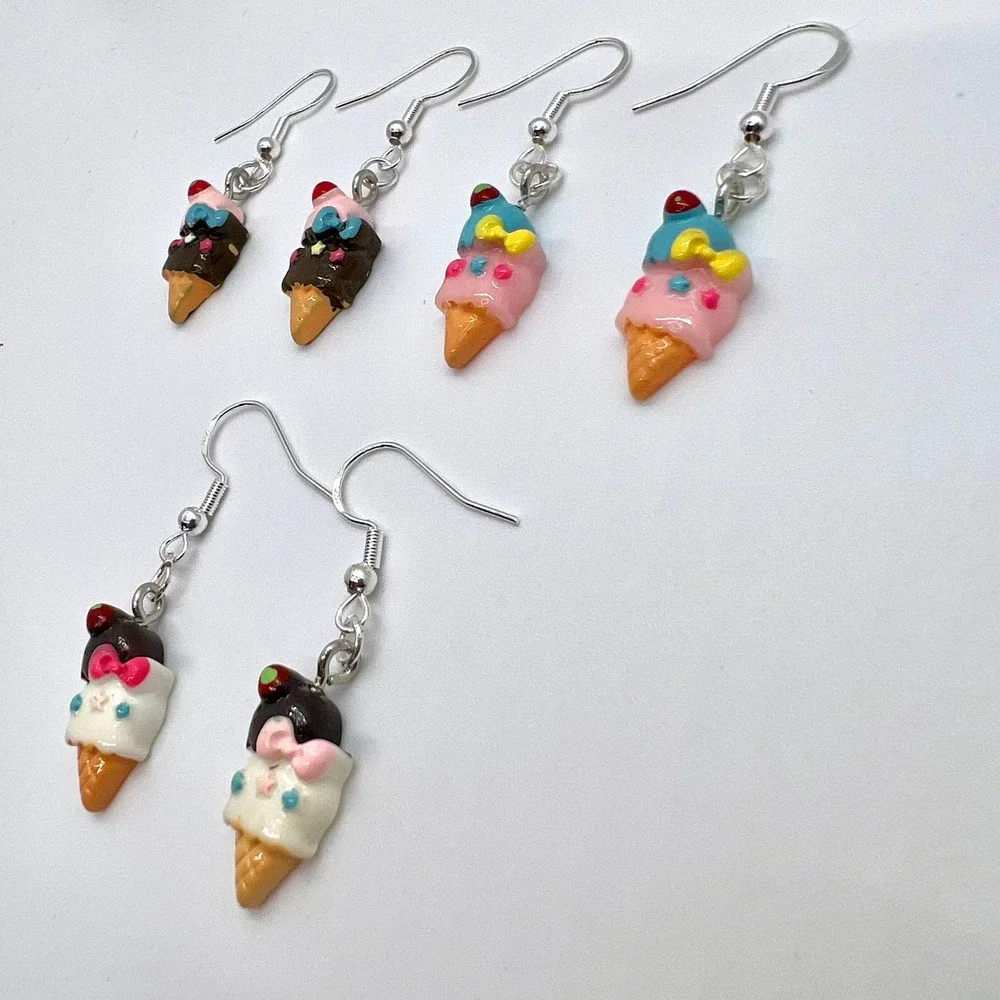 Ice Cream Earrings - Sundae Earrings - Birthday Party Earrings - Summer Earrings